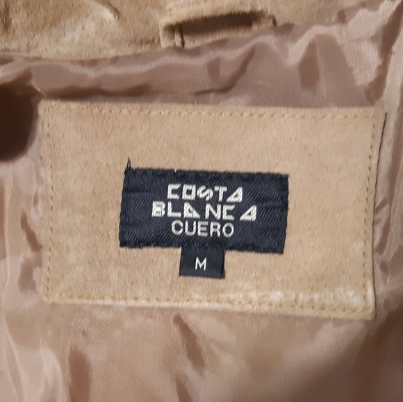 Vintage Costa Blanca Tan Suede Fringe Leather Jacket Size M - Picture 8 of 9
